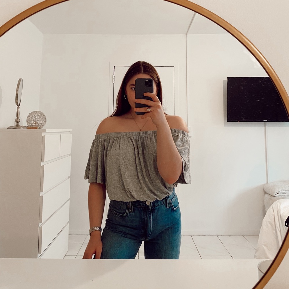 grey off the shoulder bodysuit, never worn!